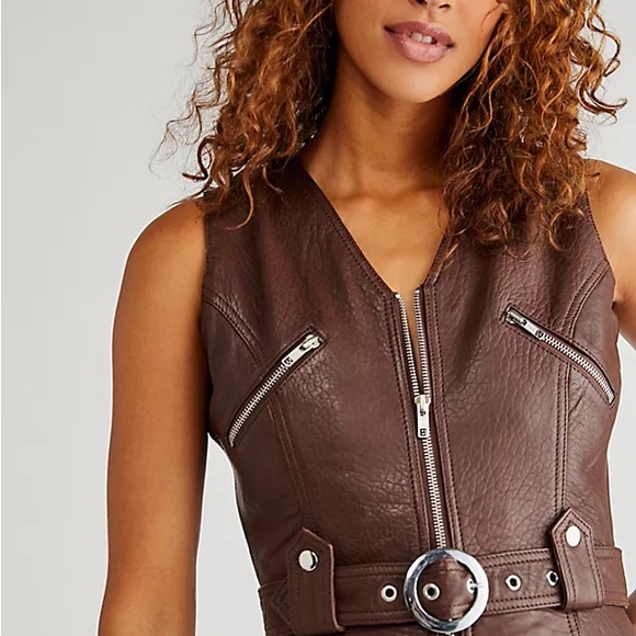 Understated Leather Moto Romper - Picture 2 of 9